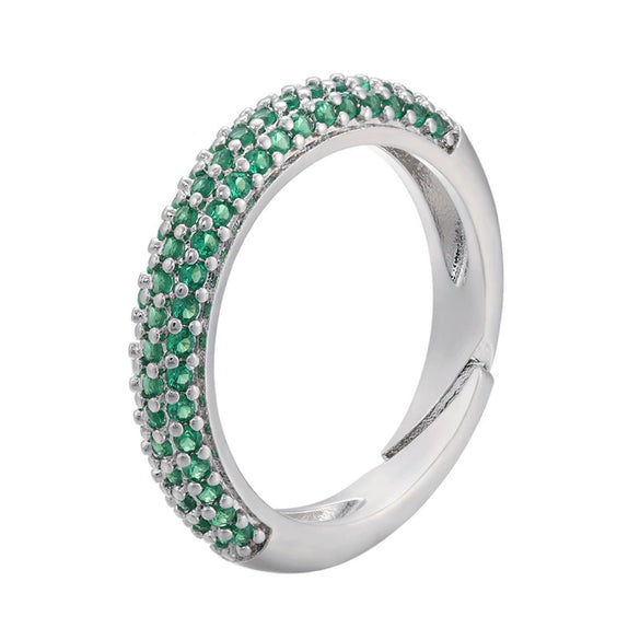 Wholesale Women's Copper Geometric Light Luxury Microinlaid Zircon Opening Adjustable Ring With Electroplating