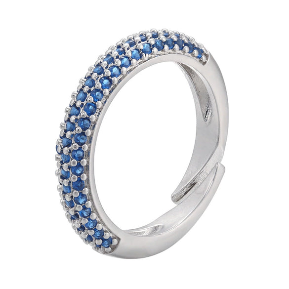 Wholesale Women's Copper Geometric Light Luxury Microinlaid Zircon Opening Adjustable Ring With Electroplating