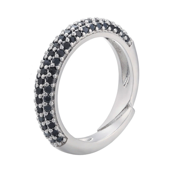 Wholesale Women's Copper Geometric Light Luxury Microinlaid Zircon Opening Adjustable Ring With Electroplating