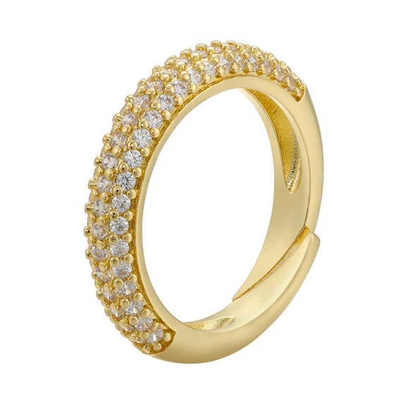 Wholesale Women's Copper Geometric Light Luxury Microinlaid Zircon Opening Adjustable Ring With Electroplating