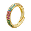 Wholesale Women's Copper Geometric Light Luxury Microinlaid Zircon Opening Adjustable Ring With Electroplating