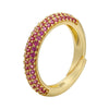 Wholesale Women's Copper Geometric Light Luxury Microinlaid Zircon Opening Adjustable Ring With Electroplating