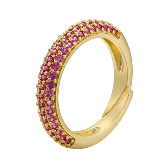 Wholesale Women's Copper Geometric Light Luxury Microinlaid Zircon Opening Adjustable Ring With Electroplating