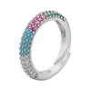 Wholesale Women's Copper Geometric Light Luxury Microinlaid Zircon Opening Adjustable Ring With Electroplating