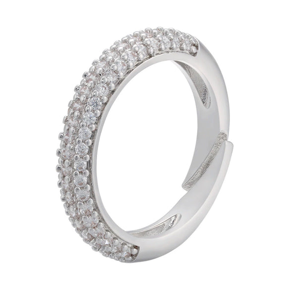 Wholesale Women's Copper Geometric Light Luxury Microinlaid Zircon Opening Adjustable Ring With Electroplating