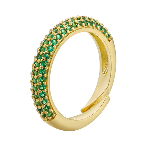 Wholesale Women's Copper Geometric Light Luxury Microinlaid Zircon Opening Adjustable Ring With Electroplating