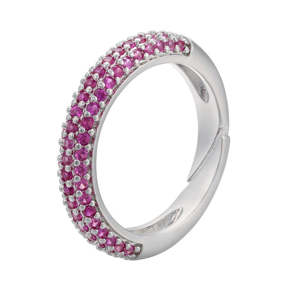 Wholesale Women's Copper Geometric Light Luxury Microinlaid Zircon Opening Adjustable Ring With Electroplating