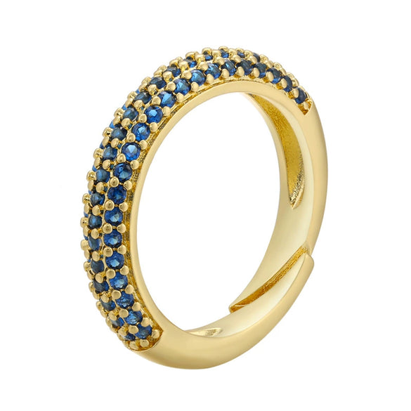 Wholesale Women's Copper Geometric Light Luxury Microinlaid Zircon Opening Adjustable Ring With Electroplating