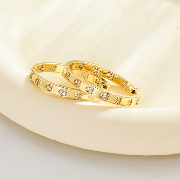 Wholesale Women's Copper Geometric Light Luxury Style Inlaid Zircon Earrings