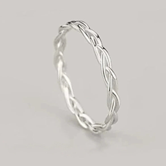 Wholesale Women's Copper Geometric Line Wrapping Twist Ring Electroplated Minimalist Design