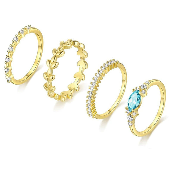Wholesale Women's Copper Geometric Marquise Ring Set With Zirconia Design