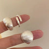Wholesale Women's Copper Geometric Matte Silver Brushed Open Finger Ring With Electroplating