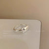 Wholesale Women's Copper Geometric Matte Silver Brushed Open Finger Ring With Electroplating