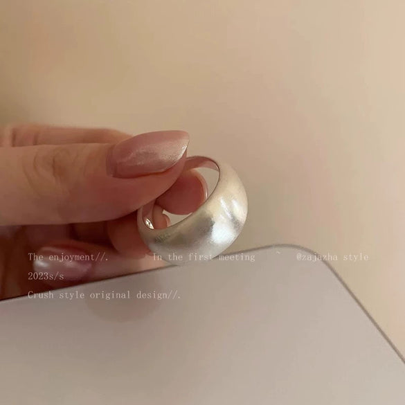 Wholesale Women's Copper Geometric Matte Silver Brushed Open Finger Ring With Electroplating