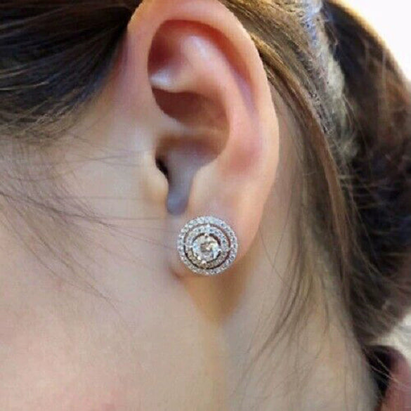 Wholesale Women's Copper Geometric Microinlaid Zircon Earrings Fashion Exquisite Shiny Light Luxury Style