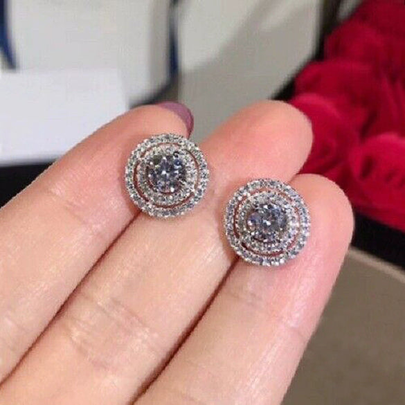 Wholesale Women's Copper Geometric Microinlaid Zircon Earrings Fashion Exquisite Shiny Light Luxury Style
