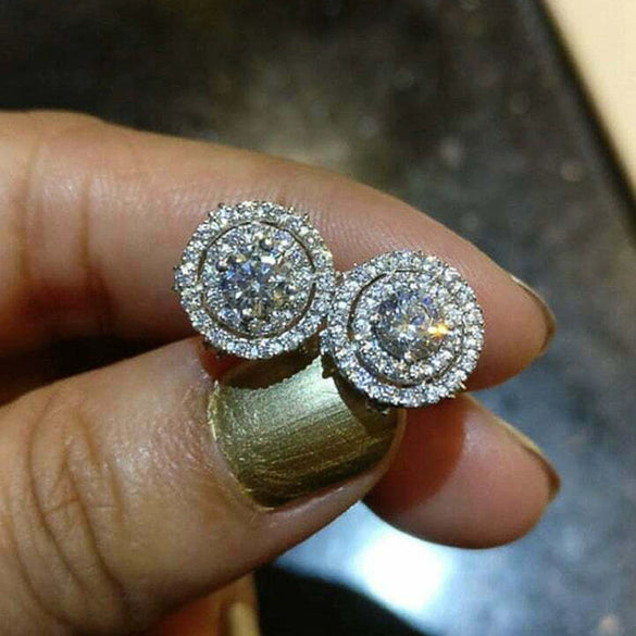 Wholesale Women's Copper Geometric Microinlaid Zircon Earrings Fashion Exquisite Shiny Light Luxury Style