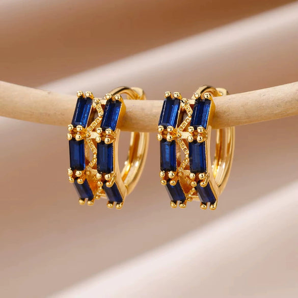 Wholesale Women's Copper Geometric Microinlaid Zircon Earrings