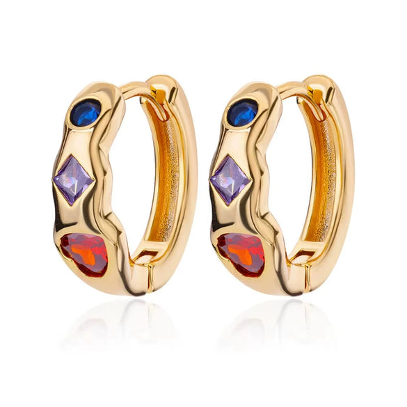 Wholesale Women's Copper Geometric Microinlaid Zircon Earrings