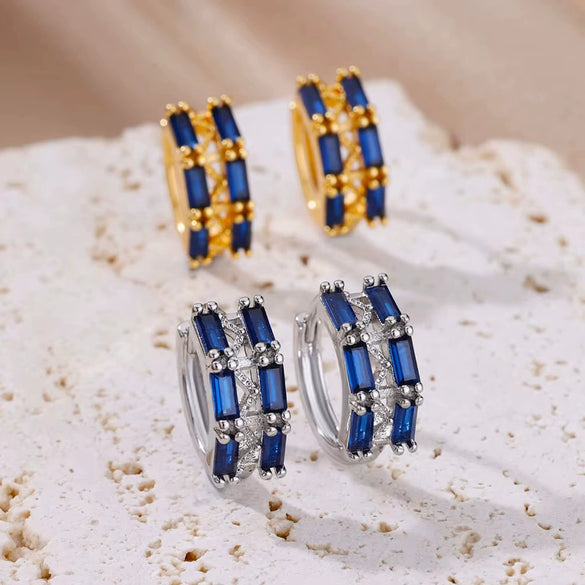 Wholesale Women's Copper Geometric Microinlaid Zircon Earrings