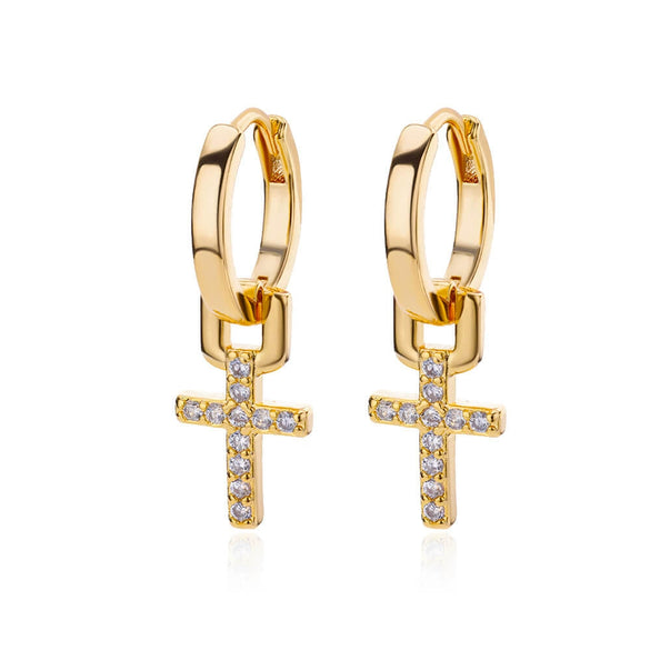 Wholesale Women's Copper Geometric Microinlaid Zircon Earrings
