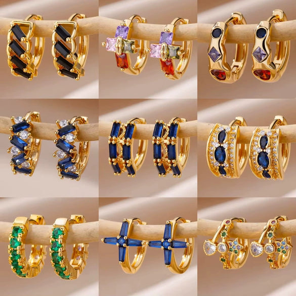 Wholesale Women's Copper Geometric Microinlaid Zircon Earrings