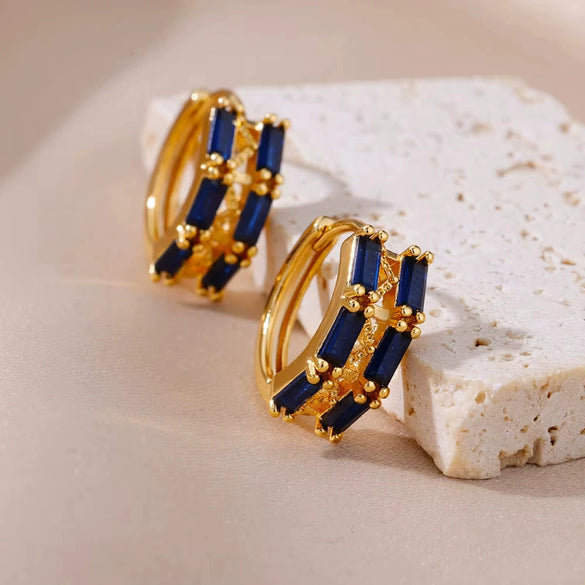 Wholesale Women's Copper Geometric Microinlaid Zircon Earrings
