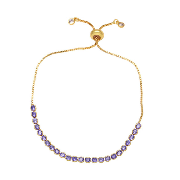 Wholesale Women's Copper Geometric Microinlay Colorful Zircon Adjustable Bracelet