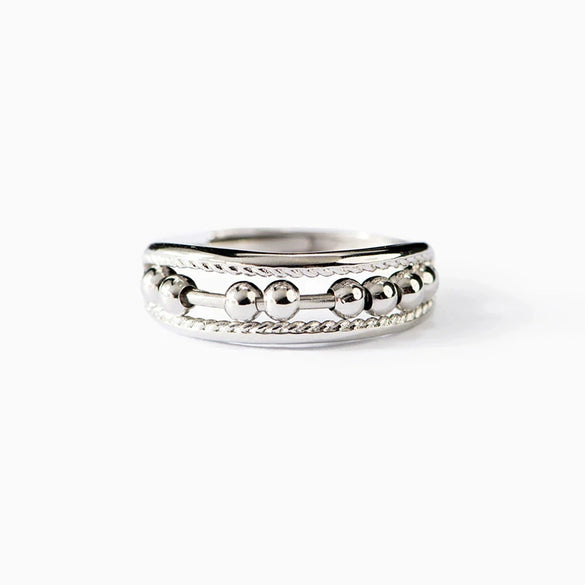 Wholesale Women's Copper Geometric Movable Bead Niche Design Electroplated Ring