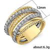 Wholesale Women's Copper Geometric Multicircle Combination Twocolor Electroplated Micropaved Zircon Ring With Diamond Design