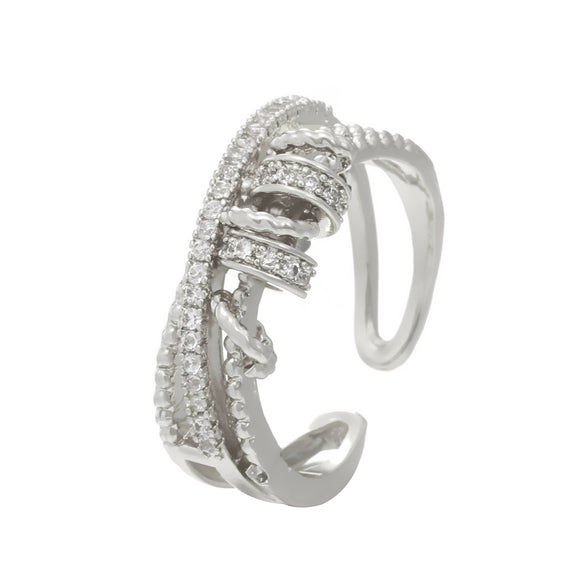 Wholesale Women's Copper Geometric Multilayer Crossrotating Flexible Strain Opening Adjustable Anxiety Transfer Ring With Electroplating