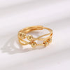 Wholesale Women's Copper Geometric Multilayer Crossrotating Flexible Strain Opening Adjustable Anxiety Transfer Ring With Electroplating