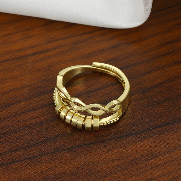 Wholesale Women's Copper Geometric Multilayer Crossrotating Flexible Strain Opening Adjustable Anxiety Transfer Ring With Electroplating
