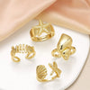 Wholesale Women's Copper Geometric Ocean Starfish Conch Open Ring Goldplated