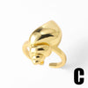 Wholesale Women's Copper Geometric Ocean Starfish Conch Open Ring Goldplated
