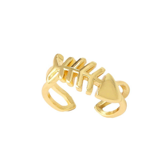 Wholesale Women's Copper Geometric Ocean Starfish Conch Open Ring Goldplated