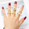 Wholesale Women's Copper Geometric Ocean Starfish Conch Open Ring Goldplated