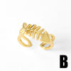 Wholesale Women's Copper Geometric Ocean Starfish Conch Open Ring Goldplated