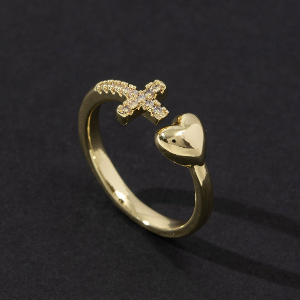 Wholesale Women's Copper Geometric Open Ring With Electroplating Light Luxury Niche Fashion Design Retro Style