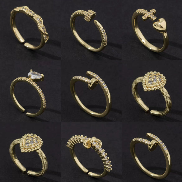 Wholesale Women's Copper Geometric Open Ring With Electroplating Light Luxury Niche Fashion Design Retro Style
