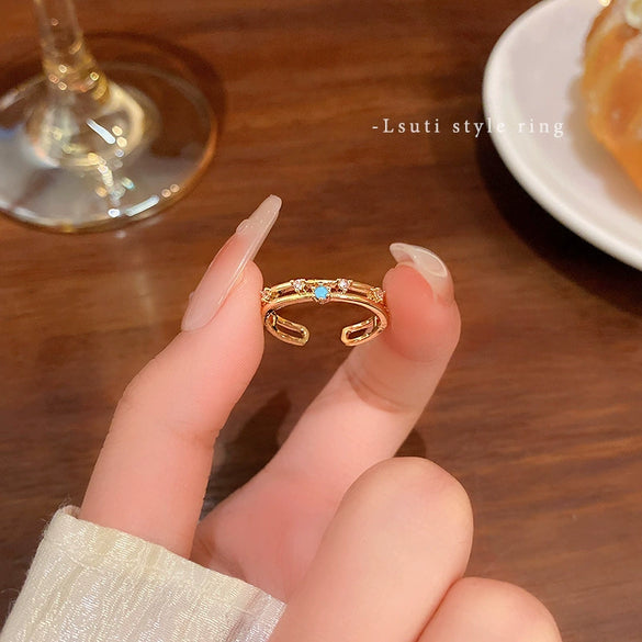 Wholesale Women's Copper Geometric Open Ring With Electroplating Retro Style