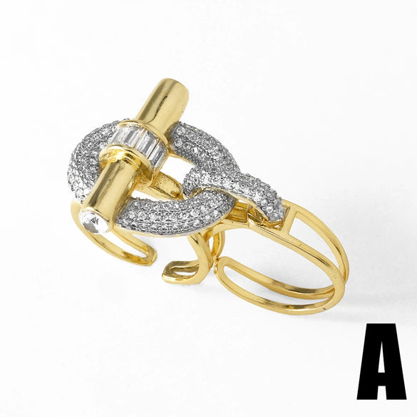 Wholesale Women's Copper Geometric Open Ring With Electroplating