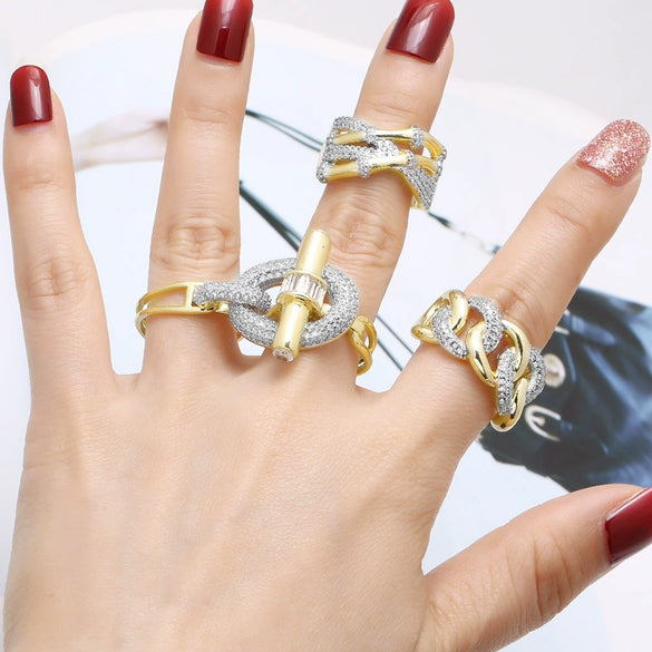 Wholesale Women's Copper Geometric Open Ring With Electroplating