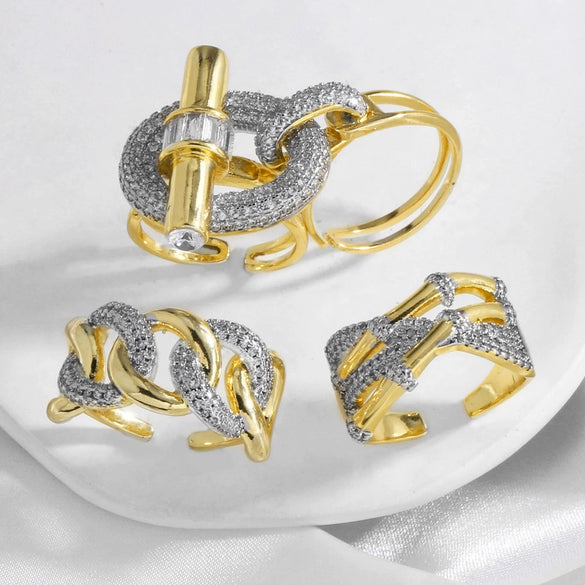 Wholesale Women's Copper Geometric Open Ring With Electroplating