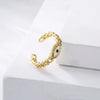 Wholesale Women's Copper Geometric Open Ring With Micro Inlay And 18K Gold Dripping Oil Devil's Eye Design