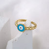 Wholesale Women's Copper Geometric Open Ring With Micro Inlay And 18K Gold Dripping Oil Devil's Eye Design