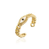 Wholesale Women's Copper Geometric Open Ring With Micro Inlay And 18K Gold Dripping Oil Devil's Eye Design