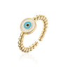 Wholesale Women's Copper Geometric Open Ring With Micro Inlay And 18K Gold Dripping Oil Devil's Eye Design