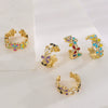 Wholesale Women's Copper Geometric Open Ring With Oil Dripping Zircon Flower And Micro Inlay
