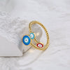 Wholesale Women's Copper Geometric Open Ring With Real Gold Dripping Oil Eye And Microinlay Design